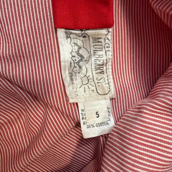 Vintage Mulberry St. Reversible Jumper Dress Size 5 | Red Floral Tulip & Flag - Picture 3 of 8